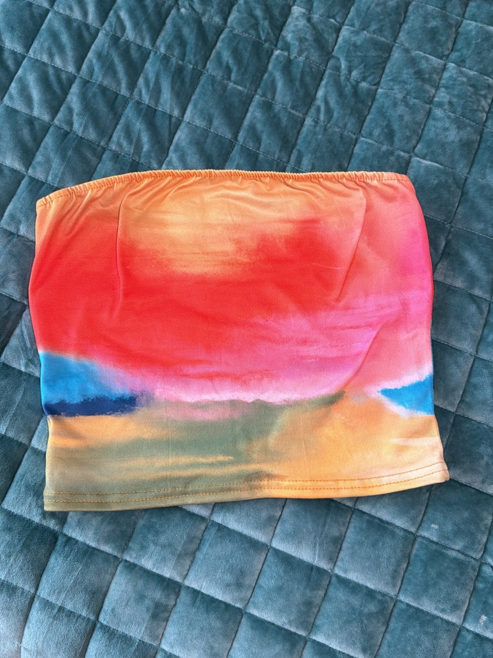 Colorful Tie-Dye Tube Top - Sunset Gradient